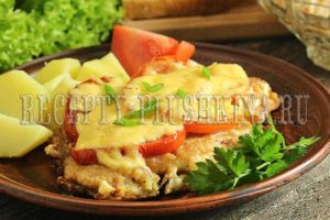 отбивные из свинины с помидорами и сыром в духовке
